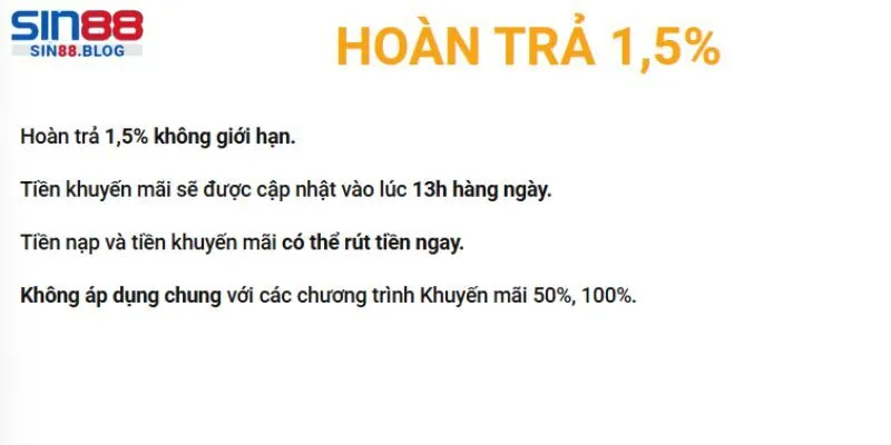 Chương trình khuyến mãi không áp dụng chung với các sự kiện tặng thưởng khác